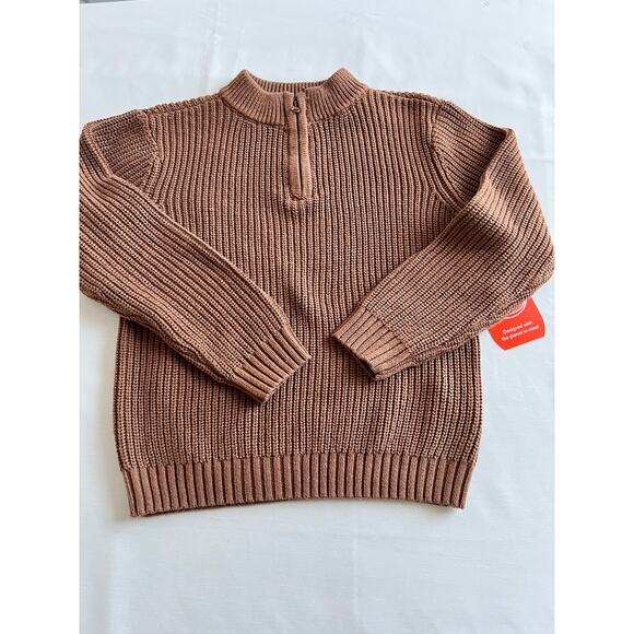 Wonder Nation sweater boys size 5T brown quarter zip pullover long sleeve NWT - Picture 1 of 8